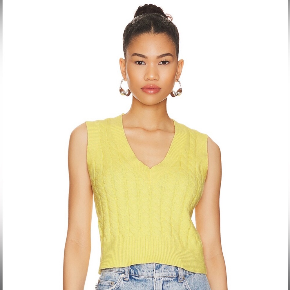 Yellow knit vest from REVOLVE